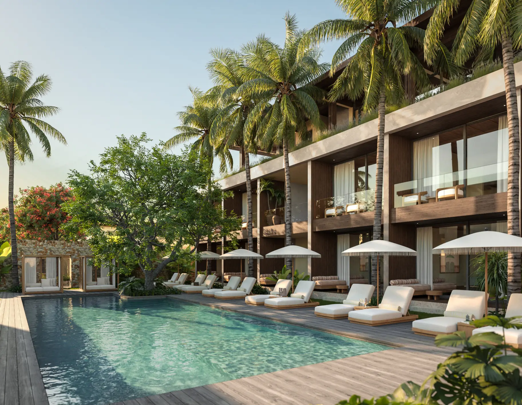 Artist impression of the KAHAYA resort pool and tropical gardens